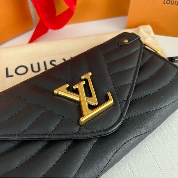 Louis Vuitton New Wave Calf Leather Long Wallet Wristlet NWT Black Noir Rainbow - Picture 3 of 10